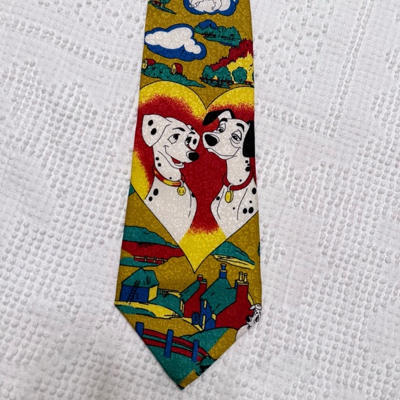 Disney 101 Dalmatians Silk Tie Vintage ISIDE Italy Pongo Perdita Collector - Picture 2 of 5